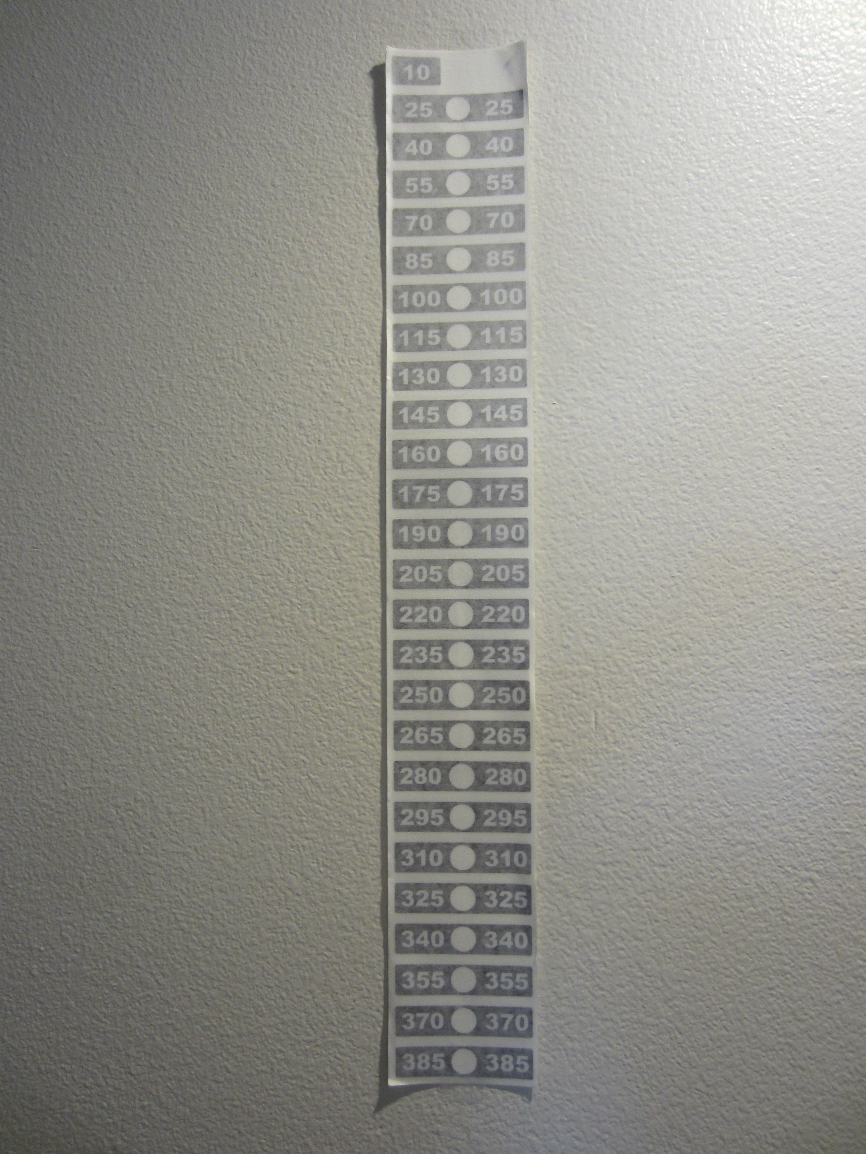 Weight Stack Decals 10lb. to 385lb. 15lb. Increments – FitnessGraphics.com