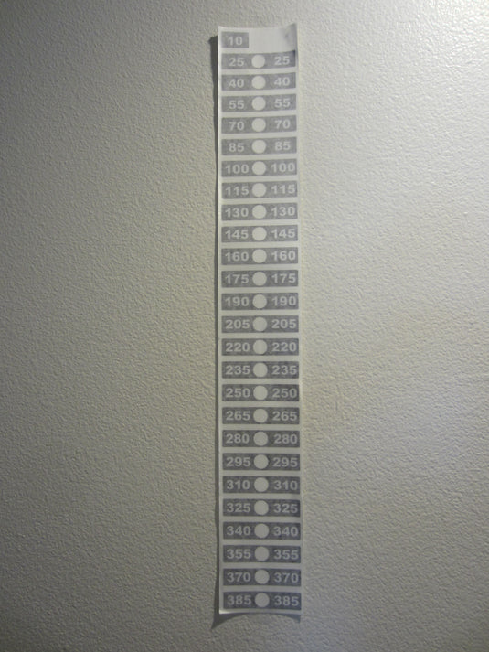 Weight Stack Decals 10lb. to 385lb. 15lb. Increments