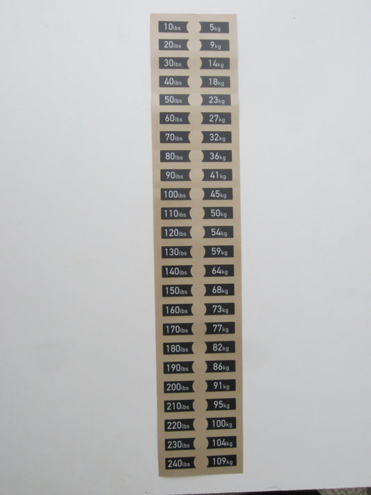 Weight Stack Overlays 10-240lb. in 10lb. Increments. 5kg to 109kg