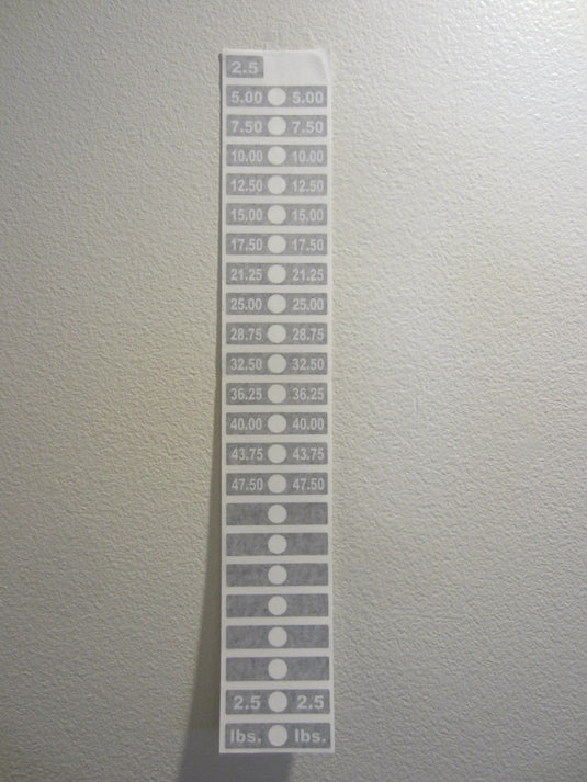 Weight Stack Decals 2.5lb to 47.50lb Increments of 2.5lb.