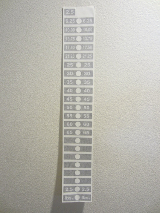Weight Stack Decals 2.5lb to 65lb