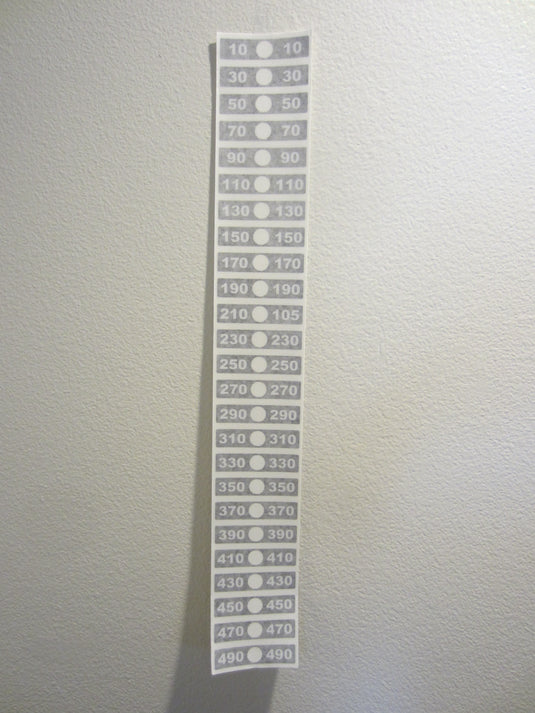 Weight Stack Decals 10lb. to 490lb. 20lb. Increments