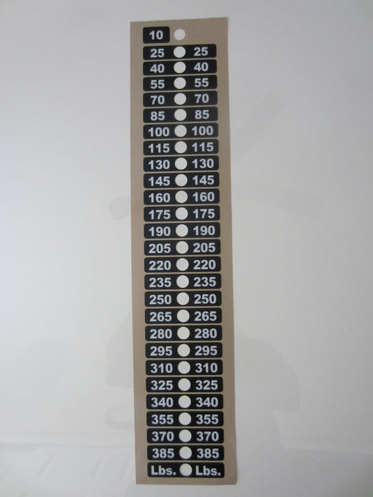 Weight Stack Overlays 10-385lb. in 15lb. Increments.