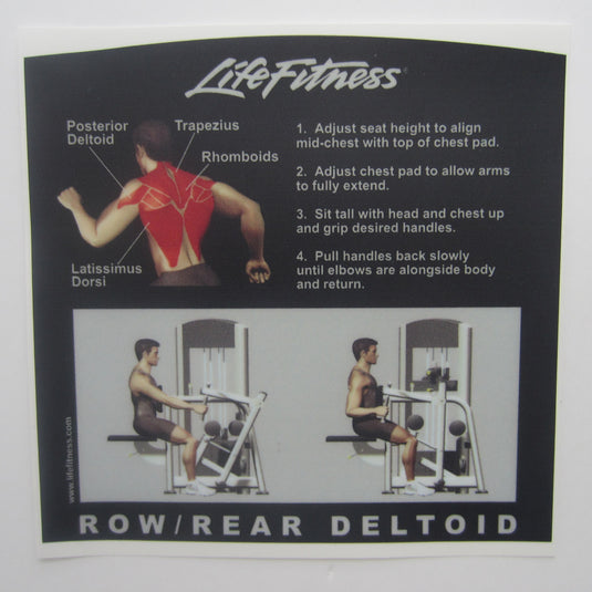 Life Fitness Signature Row / Rear Deltoid Instruction Decal