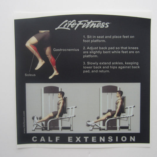 Life Fitness Signature Calf Extension Instruction Decal
