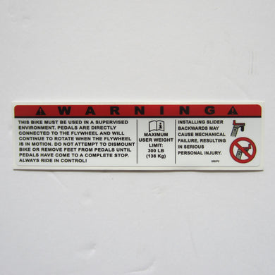 Keiser Warning Decal  6