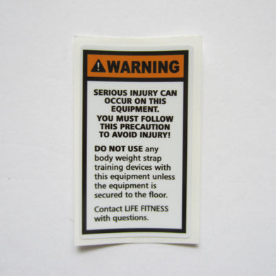 Life Fitness DAP Warning Decal 2 3/4