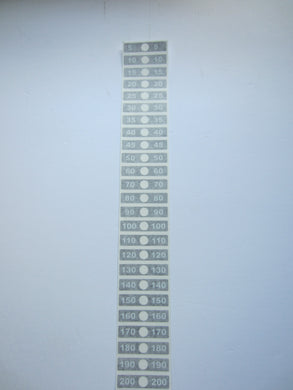 Weight Stack Decals 5-50 in 5lb. Increments. 60 to 200 in 10lb. Increments