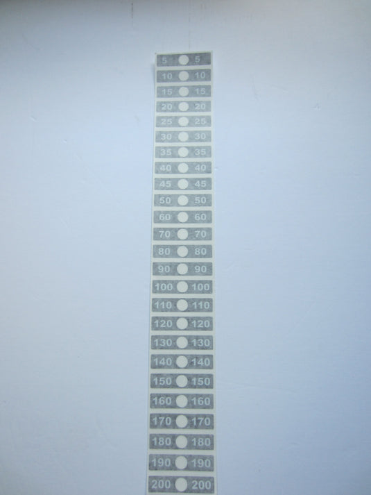 Weight Stack Decals 5-50 in 5lb. Increments. 60 to 200 in 10lb. Increments