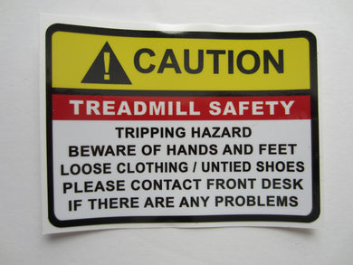 Caution Treadmill Safety Decal-Two Sizes Available