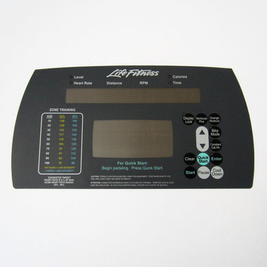 Life Fitness 93C/R Upper Display Overlay
