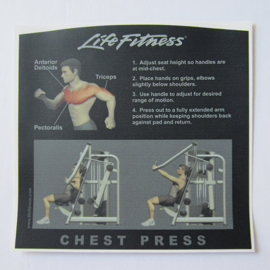 Life Fitness Signature Chest Press Instruction Decal