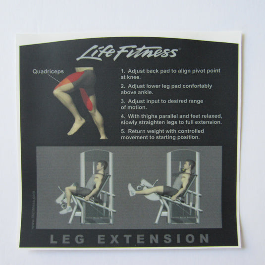 Life Fitness Signature Leg Extension Instruction Decal