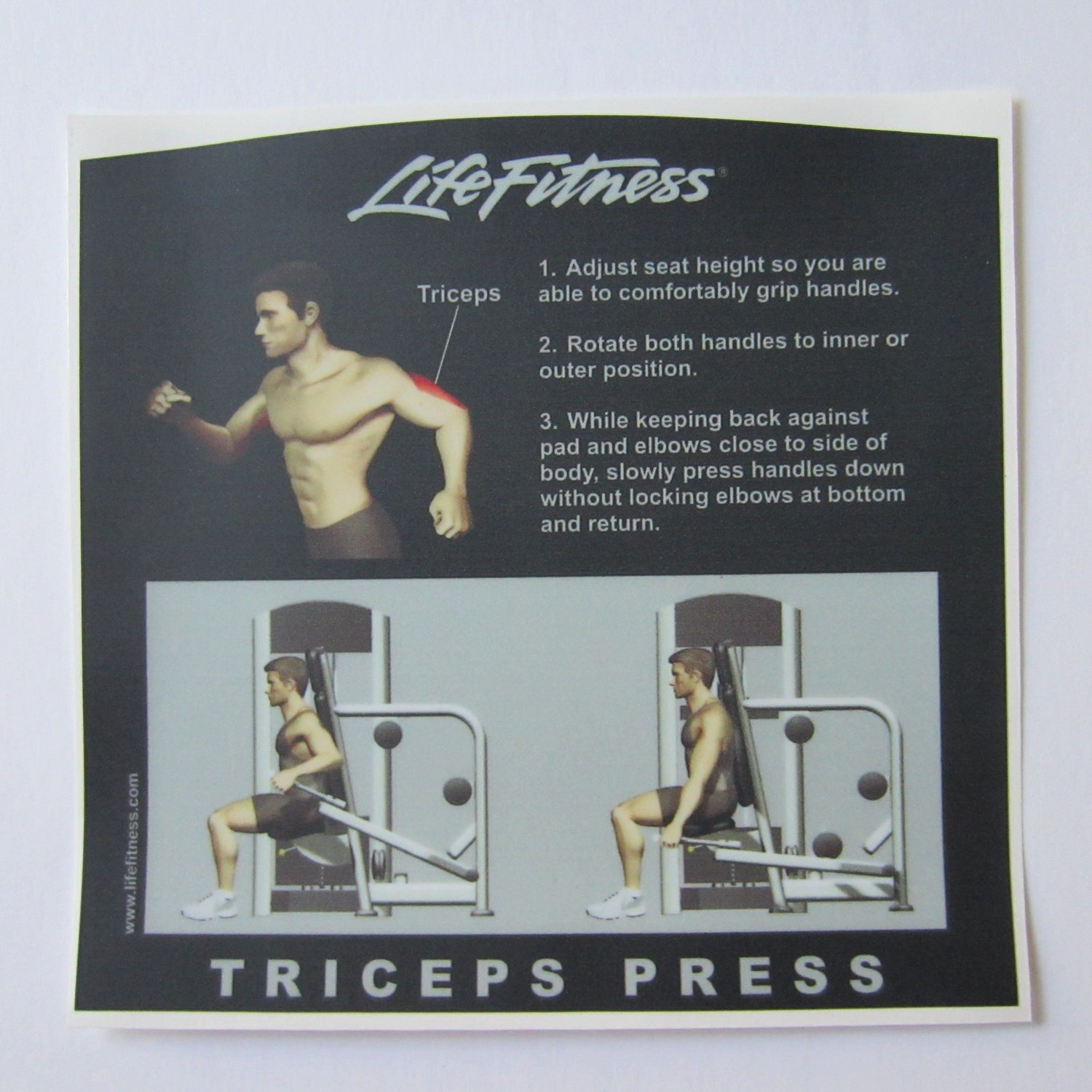 Life Fitness Signature Triceps Press Instruction Decal ...