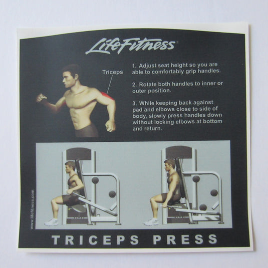 Life Fitness Signature Triceps Press Instruction Decal