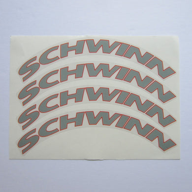 Schwinn AC Fly Wheel Decal Set Grey / Red on Clear (4)
