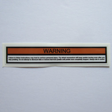 Spin Bike Warning Decal Schwinn/Star Trac