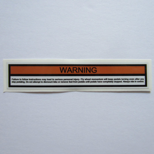 Spin Bike Warning Decal Schwinn/Star Trac