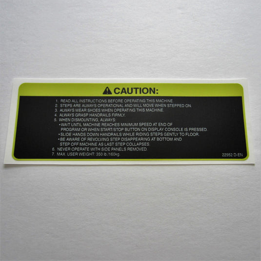 StairMaster StepMill Caution Decal