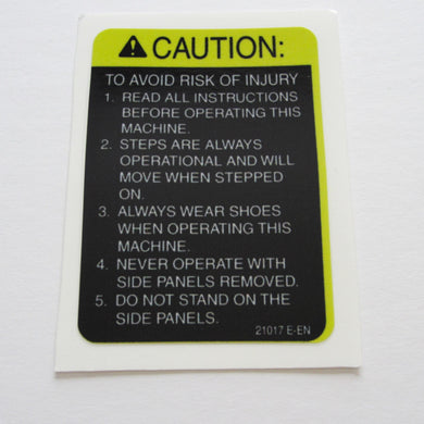 StairMaster Stepper Caution Decal