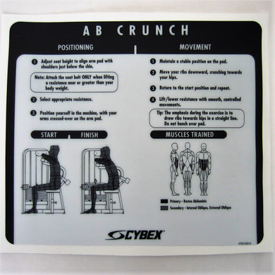 Original OEM Lexan Overlay Cybex VR2 Ab Crunch