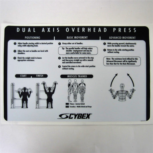 Original OEM Lexan Overlay Cybex VR2 Dual Axis Overhead Press