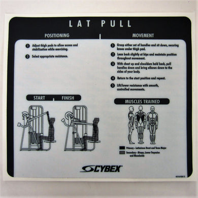 Original OEM Lexan Overlay Cybex VR2 Lat Pull