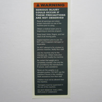 Warning Decal 7-1/2